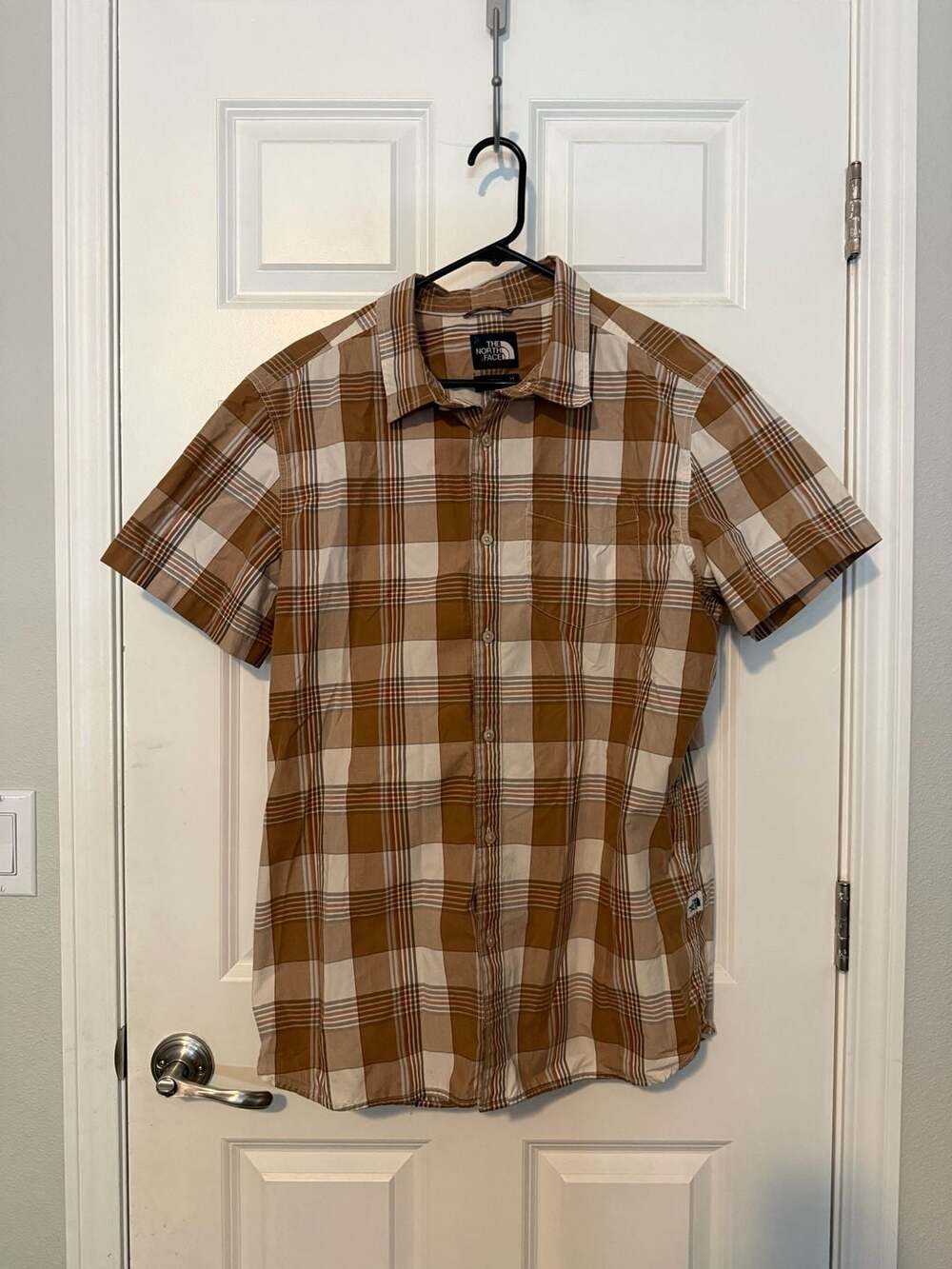 The North Face Men's Brown Plaid Short Sleeve Button Down Shirt XL